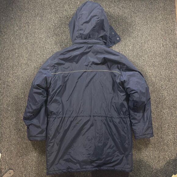 Vintage Woolrich Puffer Parka Men’s Large Navy Blue Quilted Liner Hooded Winter - Picture 2 of 5